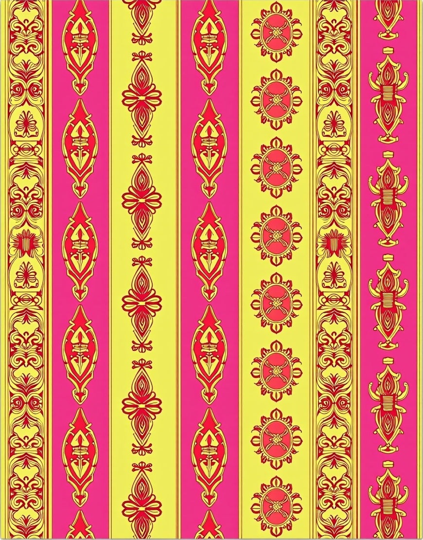 Bright Floral Geometric Stripe Design Rug