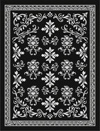 Classic Black White Floral Damask Pattern Rug