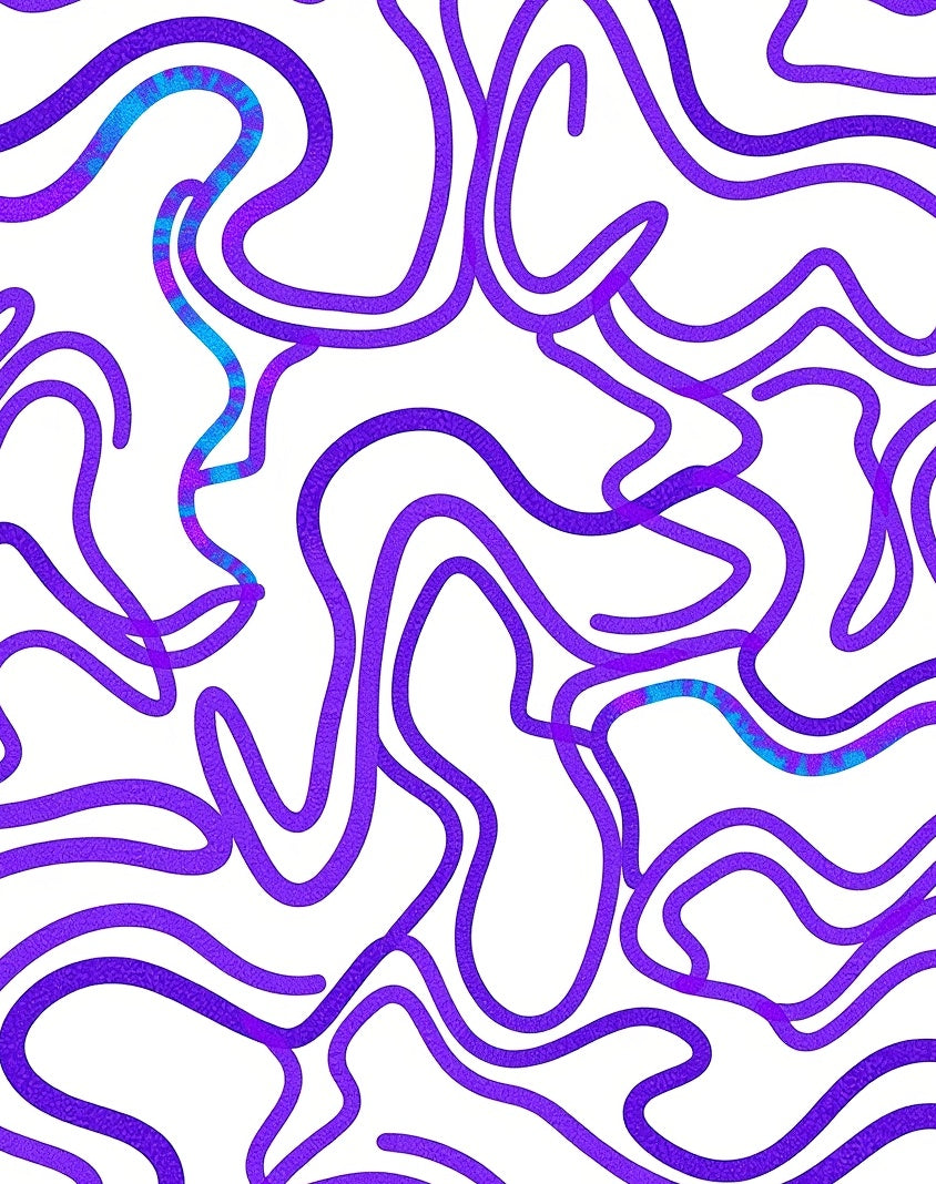 Abstract Swirl Purple Contemporary Flow Rug