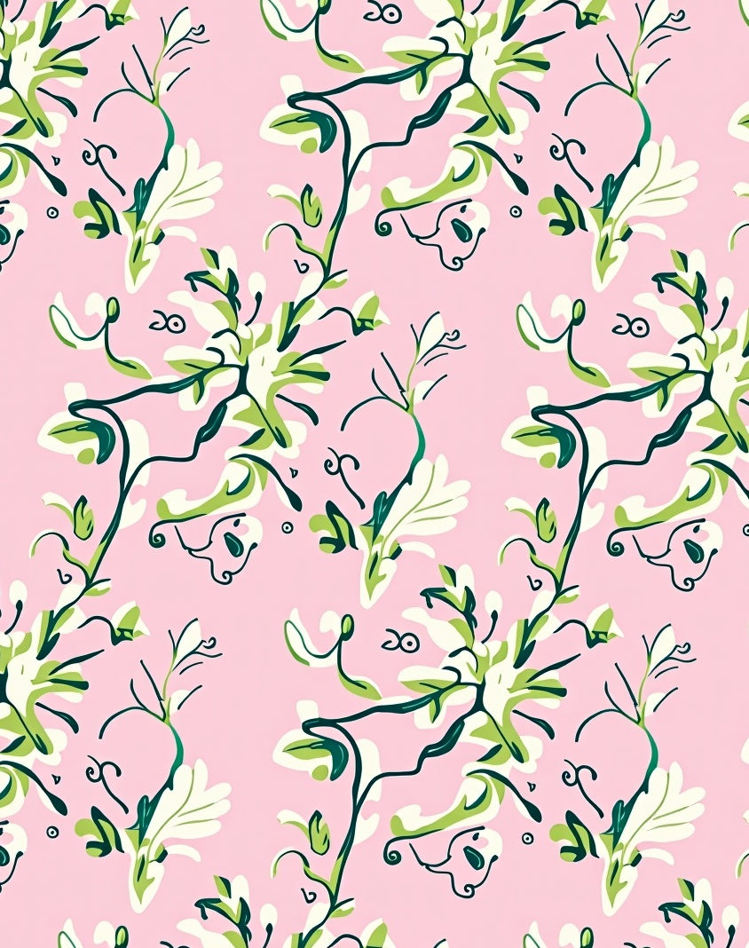 Whimsical Floral Vine Pattern Rug