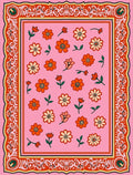 Retro Pink Floral Pattern Rug