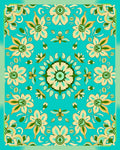 Floral Mandala Pattern With Teal Background Rug