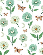 Whimsical Floral Moon Pattern Rug