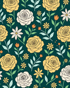 Yellow Rose Floral Pattern Design Rug