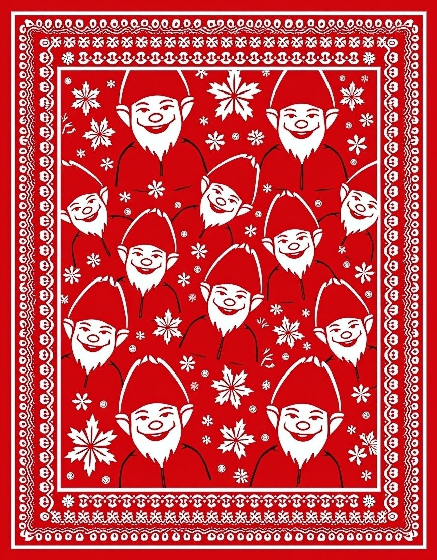 Festive Gnome Snowflake Pattern Rug