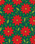 Crimson Poinsettia Garden Teal Rug
