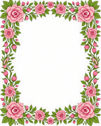 Pink Rose Garland Floral Border Rug
