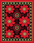 Bold Red Floral Geometric Design Rug