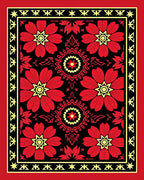 Bold Red Floral Geometric Design Rug