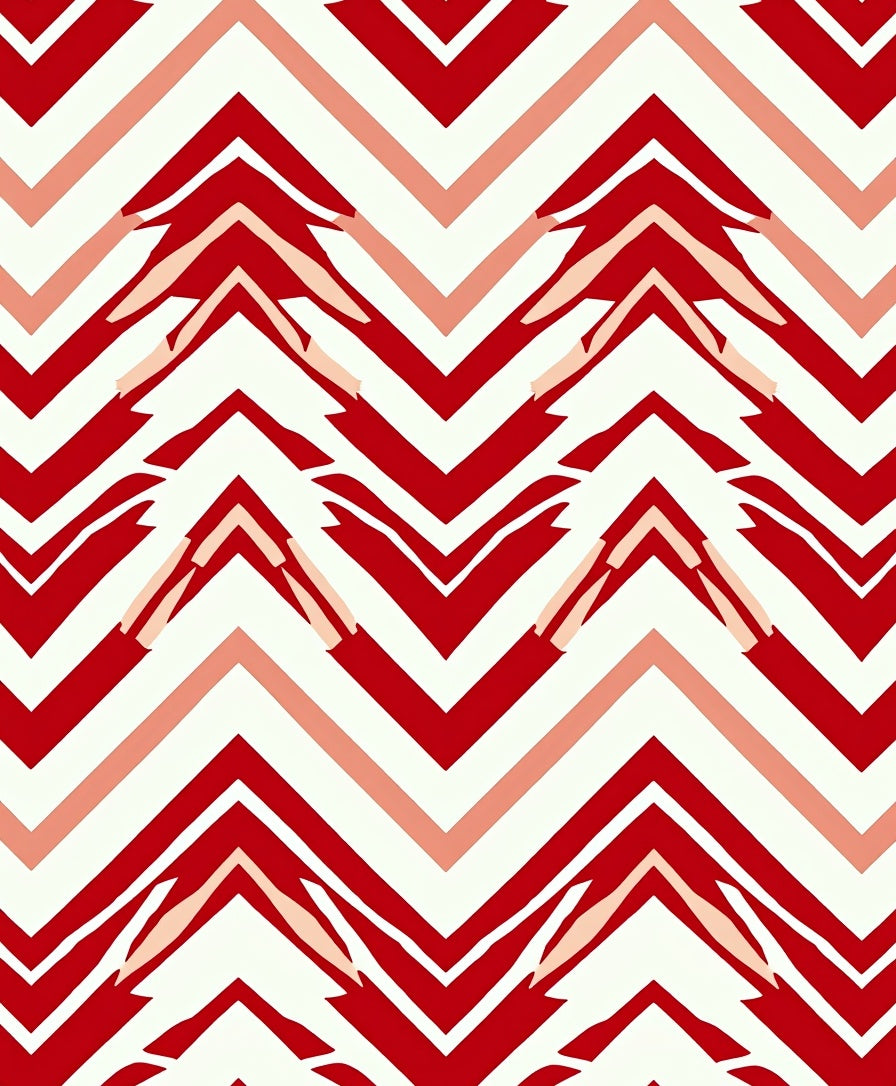 Bold Red Chevron Pattern Accents Rug