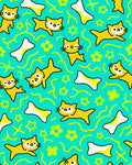 Cute Yellow Cat Bone Pattern Rug