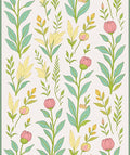 Botanical Flowers Creamy Yellow Green Design Rug