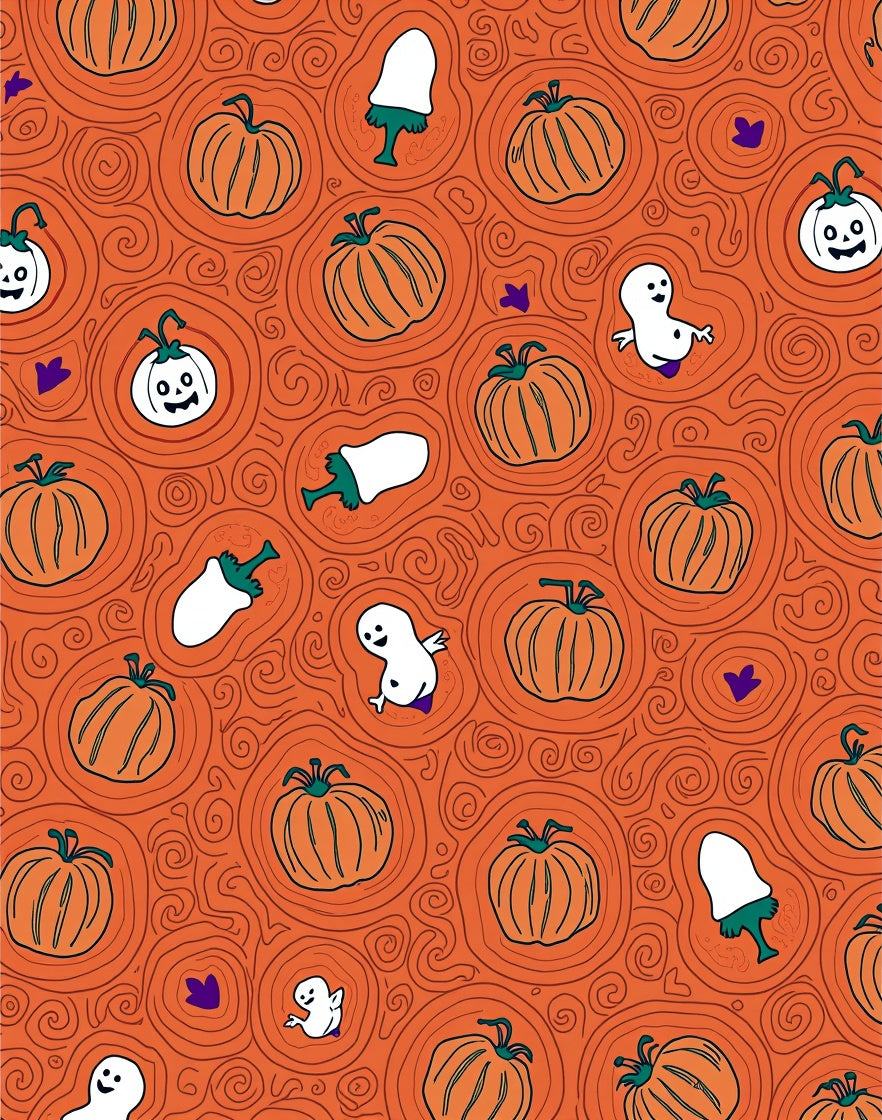 Spooky Pumpkin Ghost Halloween Pattern Rug