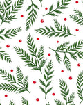 Green Fern Red Berry Garland Rug