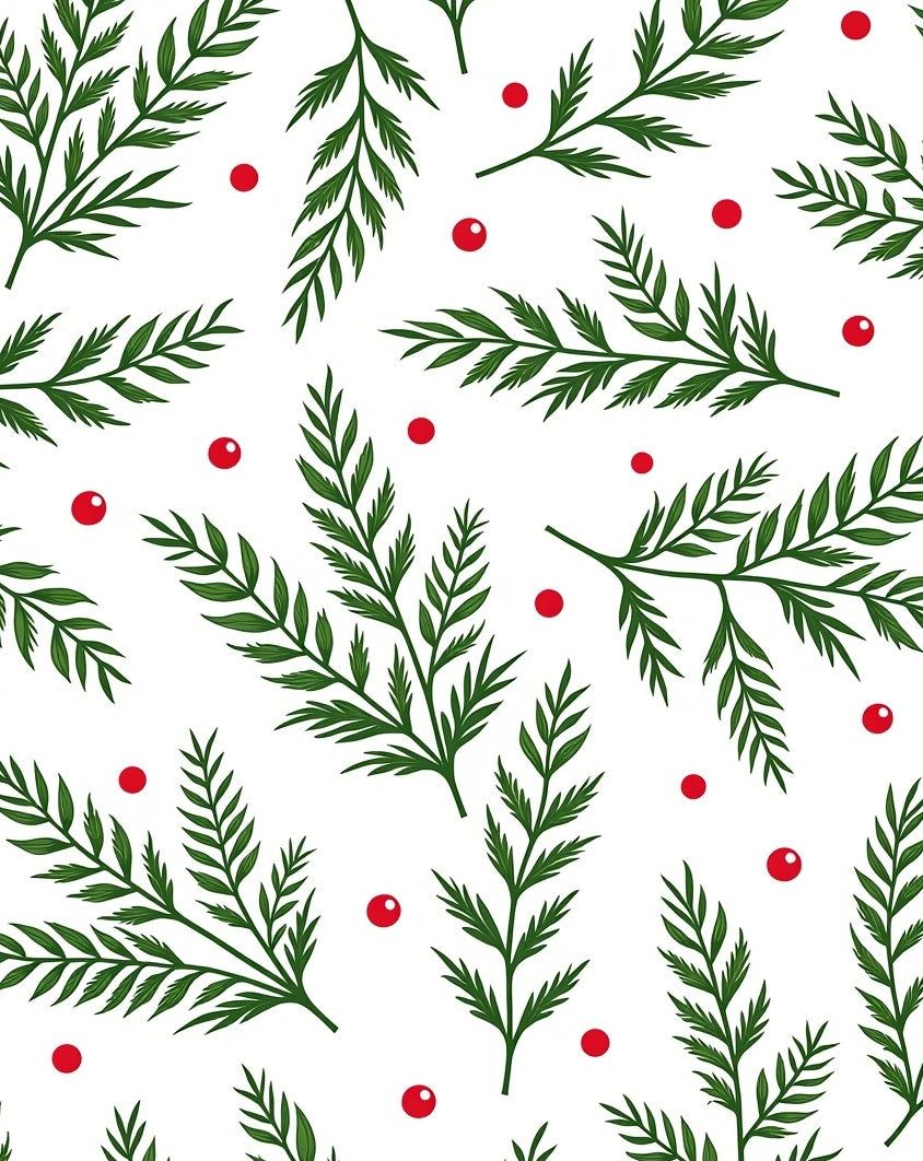Green Fern Red Berry Garland Rug