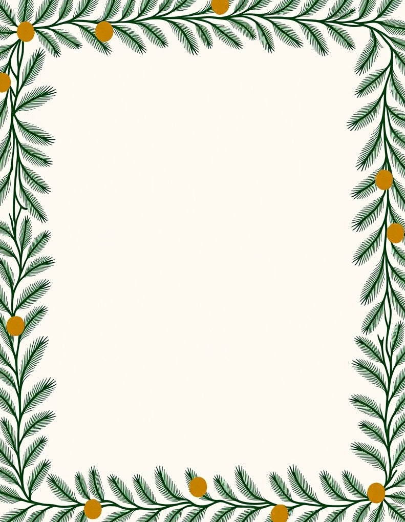 Green Pine Berry Border Rug