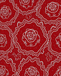 Crimson Floral Whimsical Line Art Rug