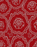 Crimson Floral Whimsical Line Art Rug