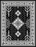 Black White Floral Medallion Rug