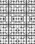 Black White Grid Floral Scroll Arrangement Rug