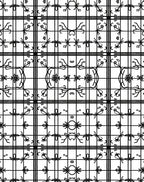 Black White Grid Floral Scroll Arrangement Rug