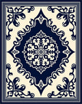 Classic Navy Cream Mandala Motif Rug
