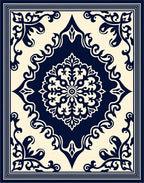 Classic Navy Cream Mandala Motif Rug