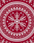 Crimson Scandinavian Snowflake Mandala Design Rug