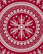 Crimson Scandinavian Snowflake Mandala Design Rug