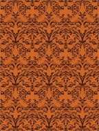 Orange Brown Baroque Scroll Work Rug