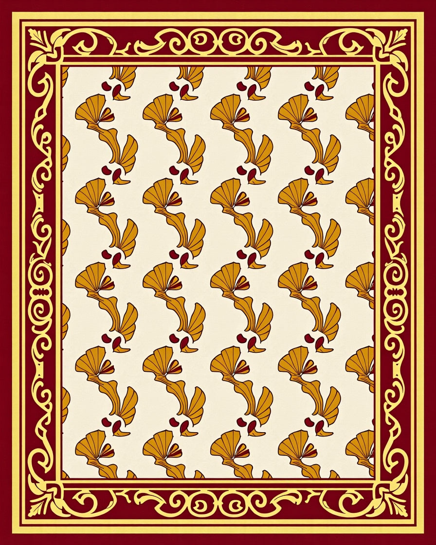 Golden Fan Motif Geometric Rug