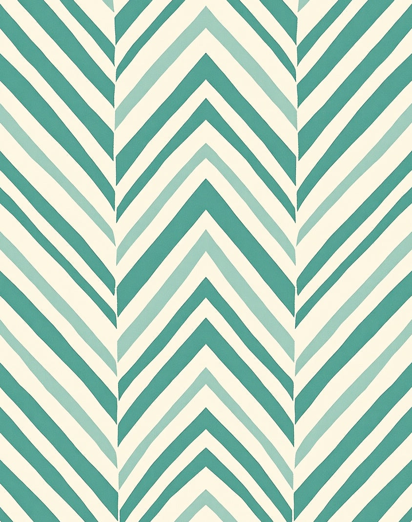 Teal Cream Chevron Patterned Rug