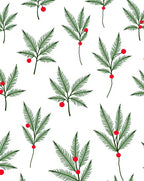Green Festive Fern Berry Branches Rug