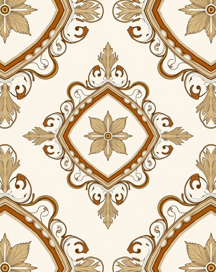Elegant Diamond Floral Symmetry Rug