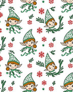 Christmas Elf Snowflakes Green Red Rug