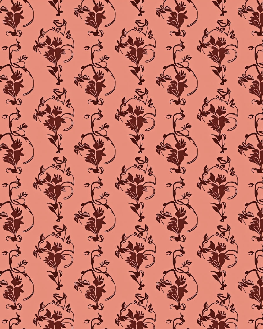 Coral Floral Damask Repeat Rug