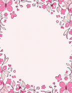 Pink Floral Butterfly Border Design Rug