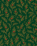 Emerald Red Berry Pine Sprig Rug