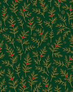 Emerald Red Berry Pine Sprig Rug