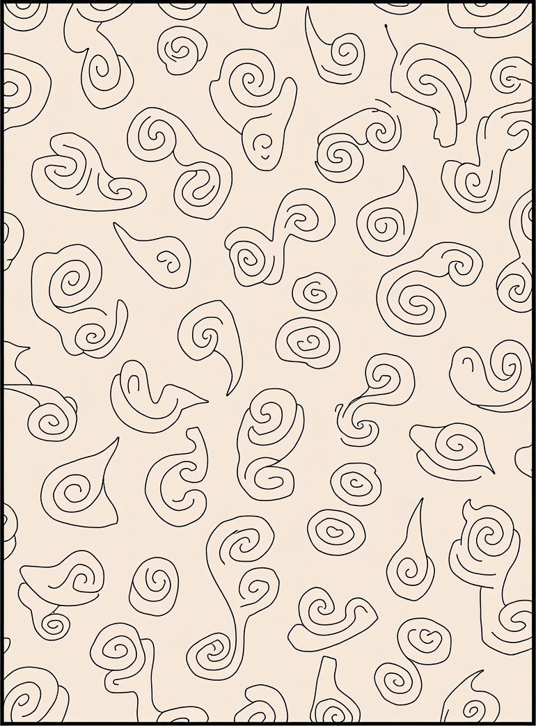 Cream Swirl Cloud Abstract Rug
