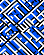 Abstract Blue White Black Geometric Pattern Rug