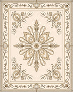 Ornate Floral Swirls Border Design Rug