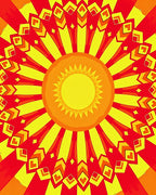 Radiant Sunburst Geometric Pattern Rug