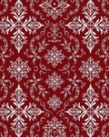 Rich Red White Damask Floral Rug