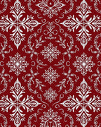 Rich Red White Damask Floral Rug