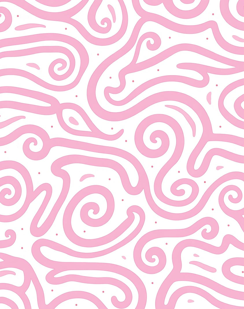 Playful Pink Swirls Pattern Rug