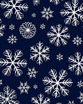 White Snowflake Patterned Navy Rug