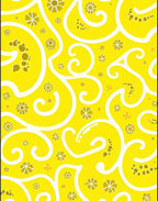 Whimsical Yellow Swirl Floral Design Rug