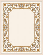 Ornate Gold Scrollwork Floral Border Rug
