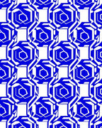 Bold Blue Geometric Abstract Pattern Rug